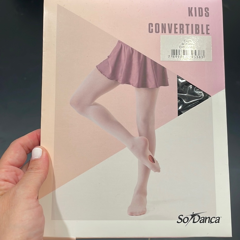 Brand new- kids convertible dance tights so danca Black